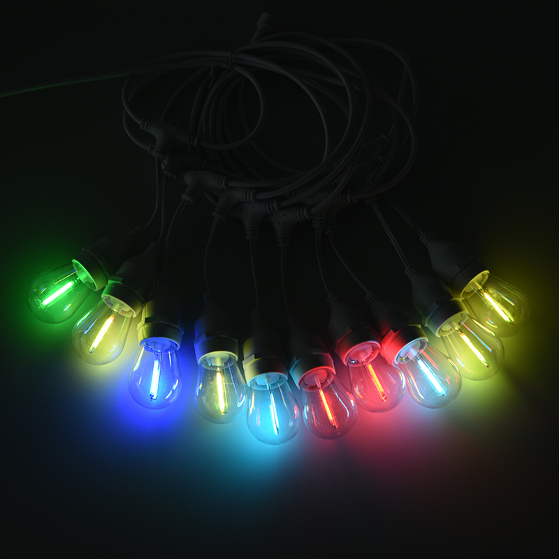 Filo sospeso S14 E27 paralume trasparente a spirale color corda