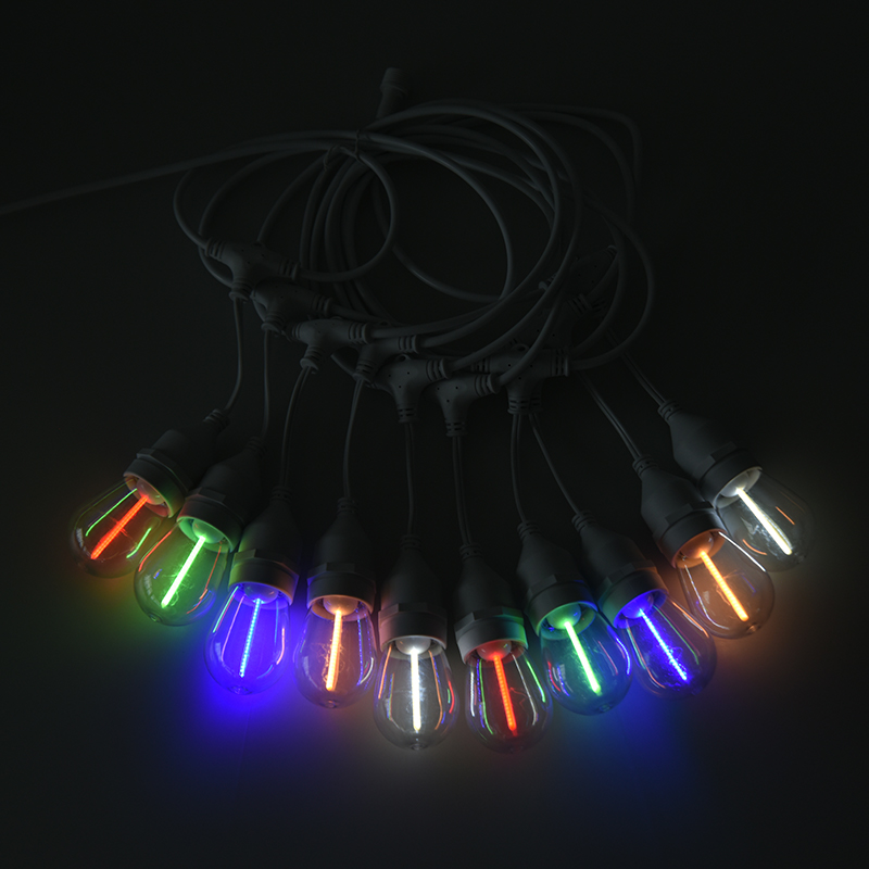 Corda sospesa S14 Corda luminosa meteora RGBY a spirale E27