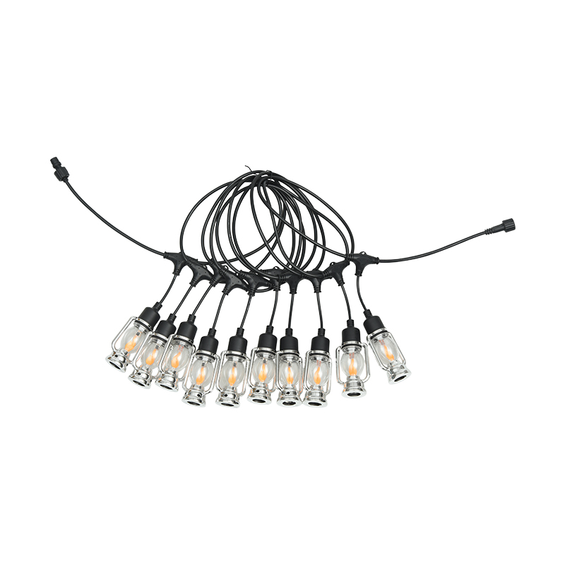 Stringa di luci a fiamma stile lanterna da carrozza vintage (argento, 5 metri 10 luci)